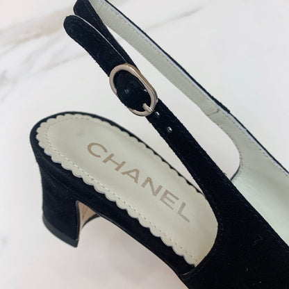 CC 26s Slingback 4.5cm Chain Black Canvas 792606
