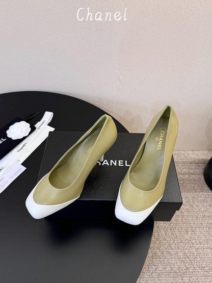 CC 26s Square Toe Pump Olive Sheepskin 835678