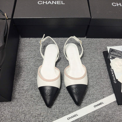 CC 26s Slingback Pointed Black White Leather 681975