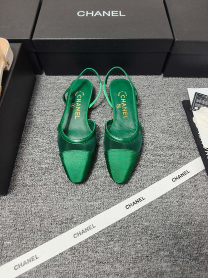 CC 26s Slingback Green Mesh Fabric Sheepskin 681999