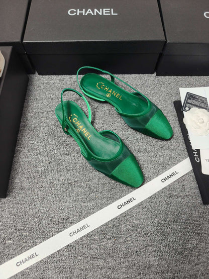 CC 26s Slingback Green Mesh Fabric Sheepskin 681999