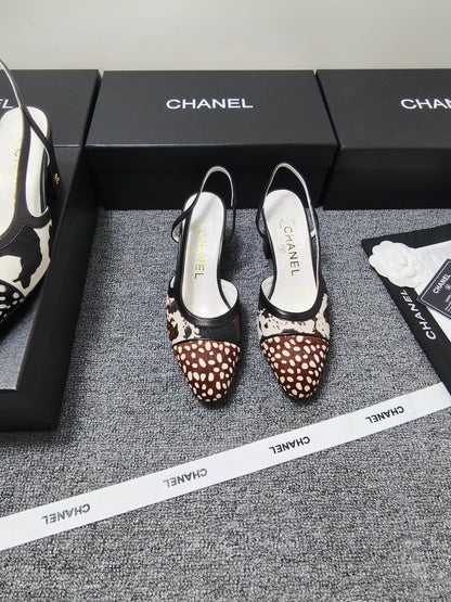 CC SS 2026 Slingbacks 6.5cm White Brown Black Calfskin Lambskin
