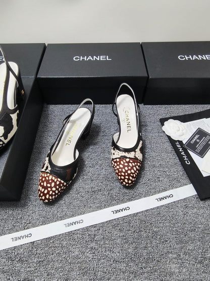 CC SS 2026 Slingbacks 6.5cm White Brown Black Calfskin Lambskin
