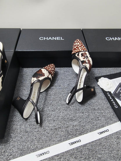 CC SS 2026 Slingbacks 6.5cm White Brown Black Calfskin Lambskin