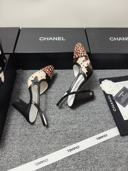 CC SS 2026 Slingbacks 9.5cm White Brown Black Calfskin Lambskin