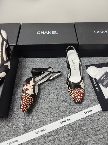 CC SS 2026 Slingbacks 9.5cm White Brown Black Calfskin Lambskin