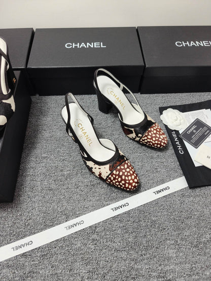 CC SS 2026 Slingbacks 9.5cm White Brown Black Calfskin Lambskin