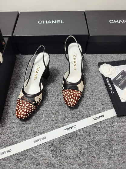 CC SS 2026 Slingbacks 9.5cm White Brown Black Calfskin Lambskin