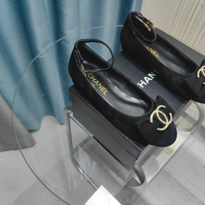 CC Mary Jane Black Bow Suede And Lambskin