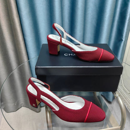 CC 25 Slingback Burgundy Striped Fabric