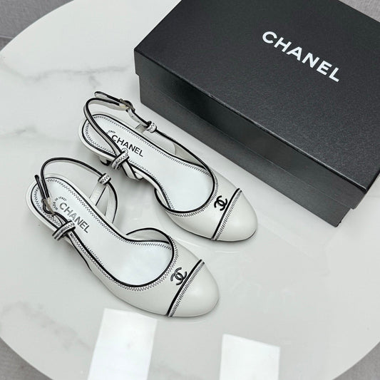 CC 25 Slingback 50mm White Black Sheepskin 368796