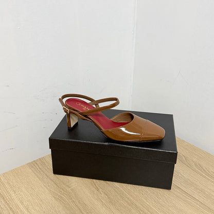CC Métiers d’art 2026 Slingbacks 6.5cm Brown Patent Calfskin 865642
