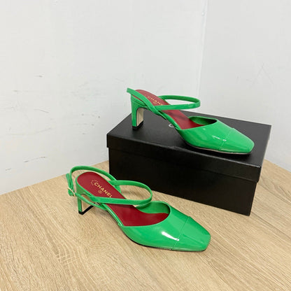 CC Métiers d’art 2026 Slingbacks 6.5cm Green Patent Calfskin 865643