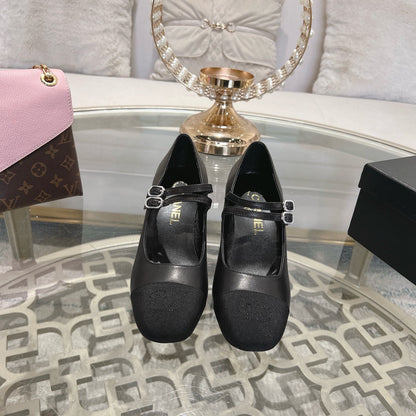mary janes 60 double buckle black calfskin grosgrain
