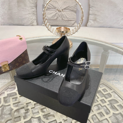 mary janes 60 double buckle black calfskin grosgrain