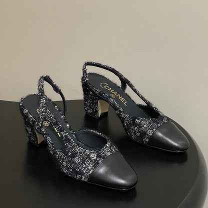 CC 26s Slingback 65 Black Tweed Sheepskin 649418