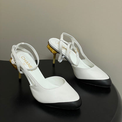 CC 26s Slingback 8.5cm White Leather 834722