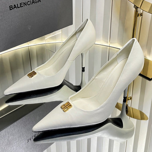 Balenciaga 2026 Avenue BB Editor 85mm Pump White Calfskin 616566