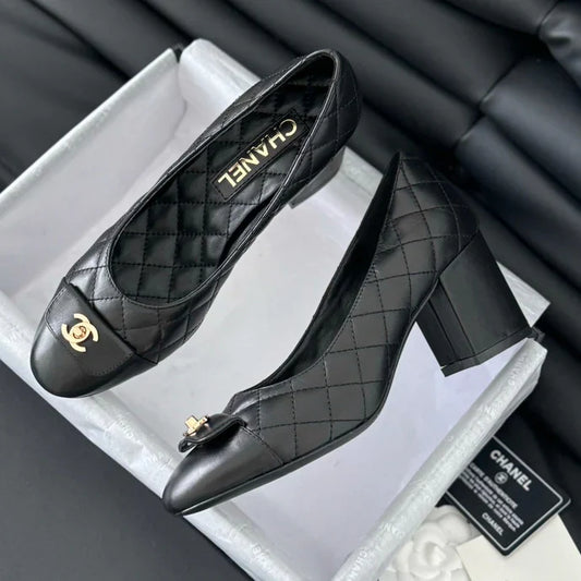 Chanel High Heel Pump 70mm Black Quilted Leather 825283