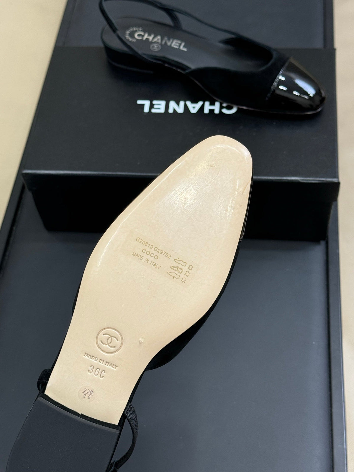 CC Classic Slingback Black Suede Mix Black Patent Calfskin 282285