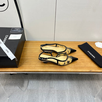 slingbacks 45 beige black pcv and calfskin