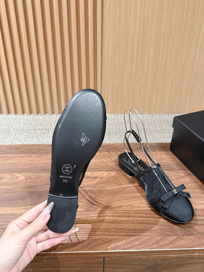 CC 26s Bow Slingback Black Cotton Mesh 692553