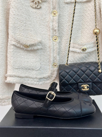 mary janes black quilted lambskin
