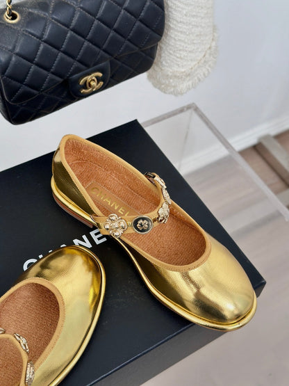 CC Mary Jane Gold Cowhide And Lambskin