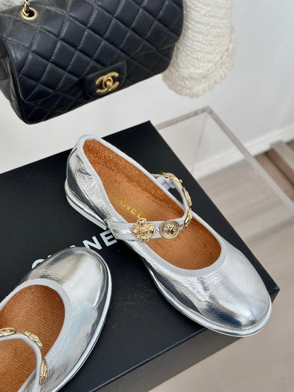 CC Mary Jane Silver Cowhide Wrinkled And Lambskin