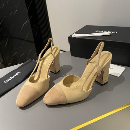 CC Slingback 95mm Beige Brown Suede