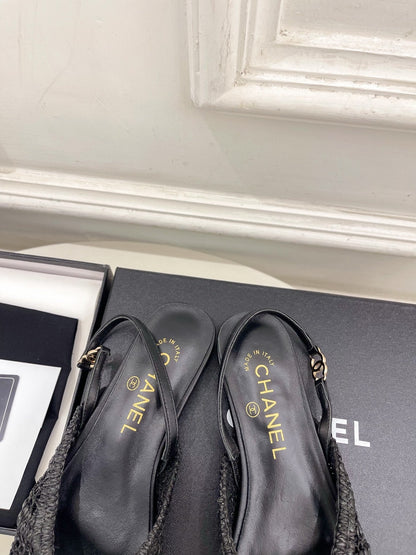 CC 26s Slingback Black Braided Raffia 946977