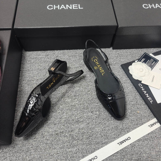 Chanel 2026 Crocodile Empossed Slingback Glossy Calfskin 855982