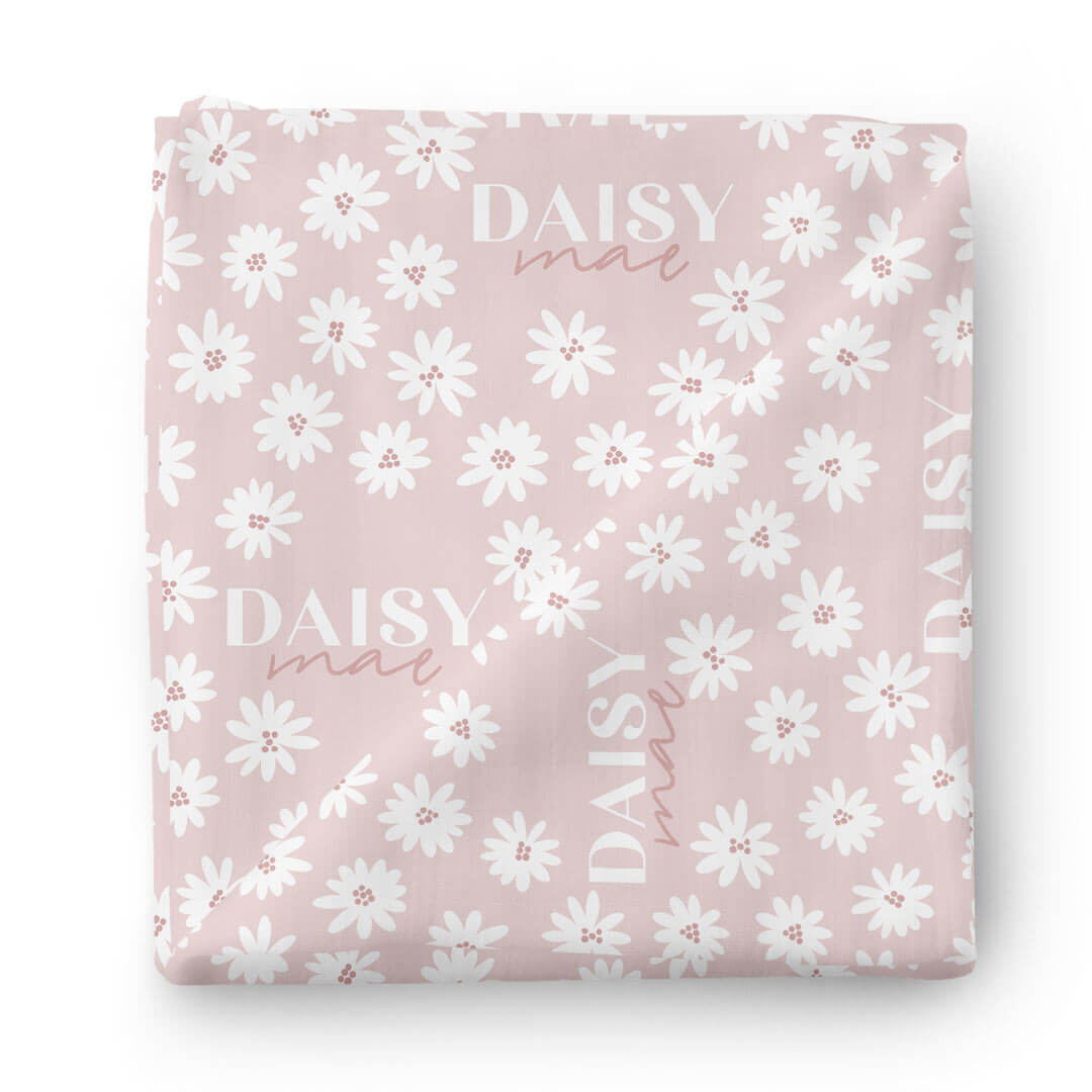 Pink Daisy Personalized Swaddle Blanket