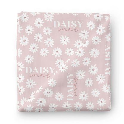 Pink Daisy Personalized Swaddle Blanket