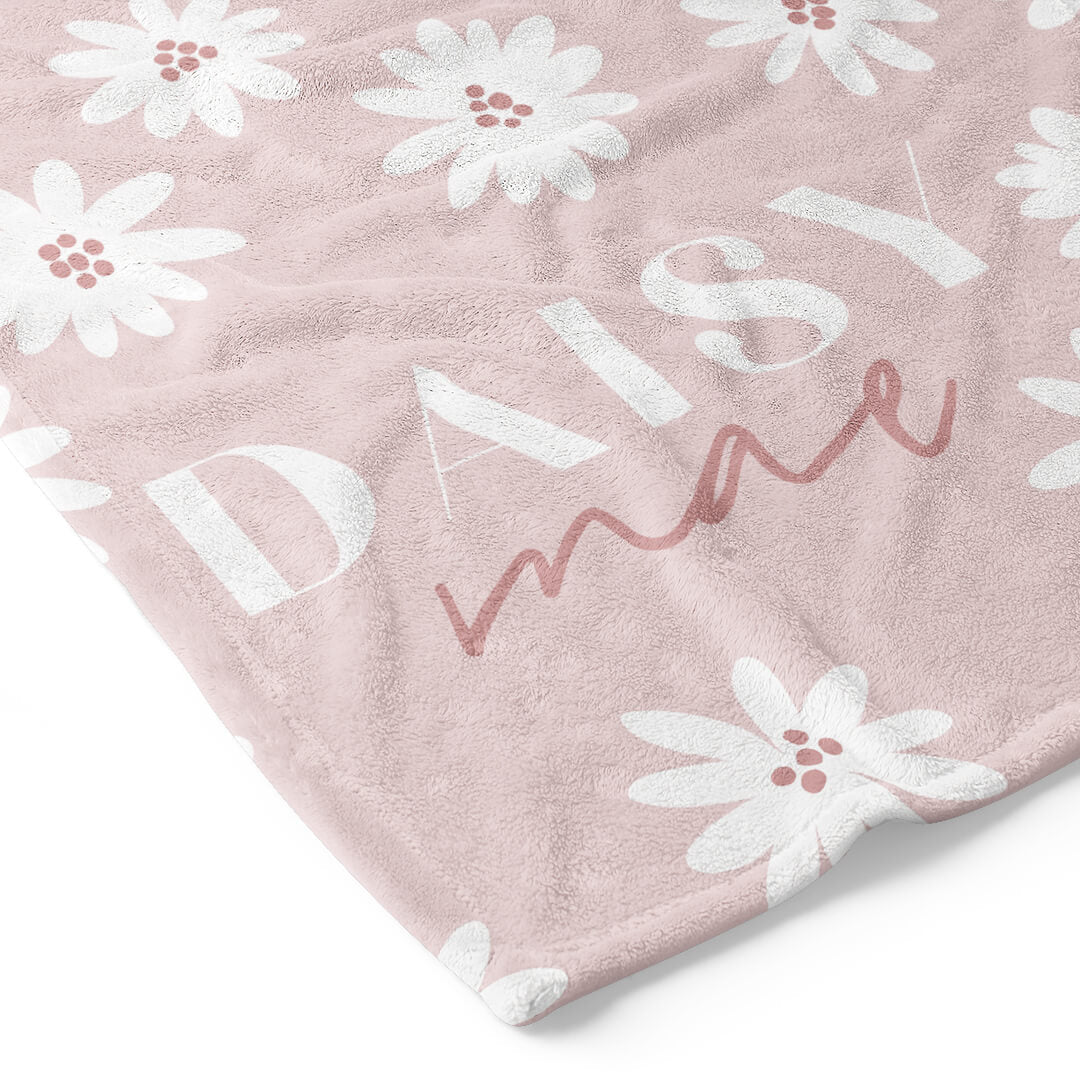 Pink Daisy Personalized Toddler Blanket