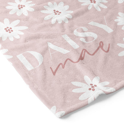 Pink Daisy Personalized Toddler Blanket