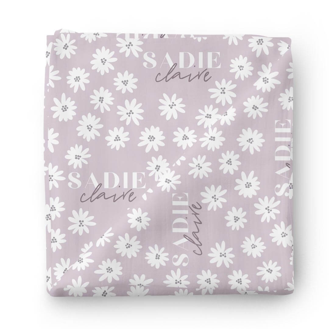 Purple Daisy Personalized Swaddle Blanket
