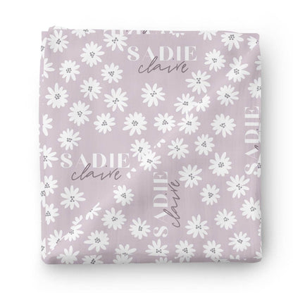 Purple Daisy Personalized Swaddle Blanket