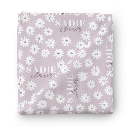 Purple Daisy Personalized Swaddle Blanket