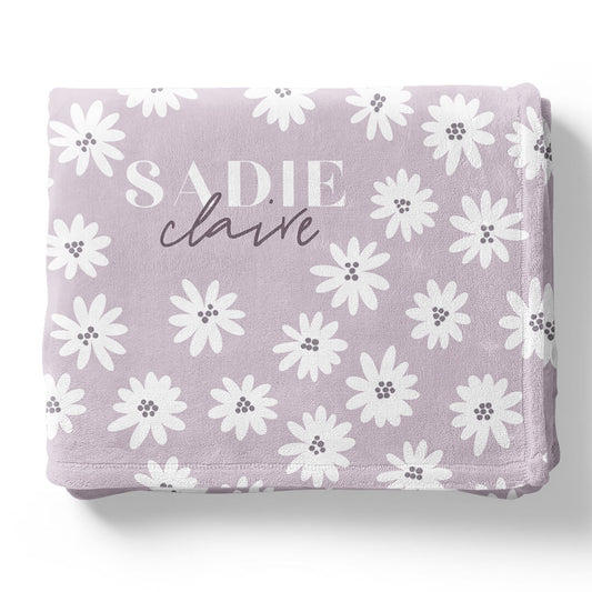 Purple Daisy Personalized Toddler Blanket